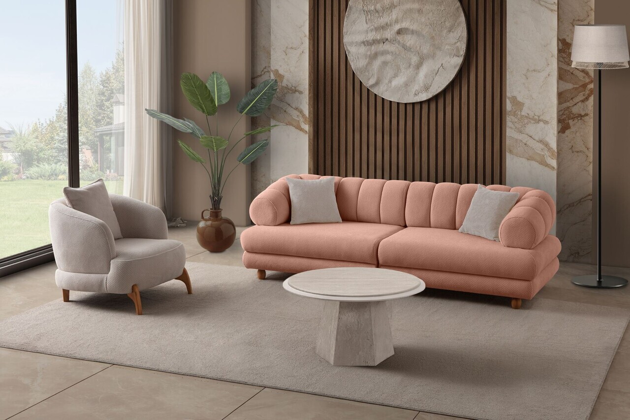 Canapea 3 locuri, Atelier del Sofa, 752EST1162, Lemn de carpen/PAL melaminat, Roz pudra - view 9