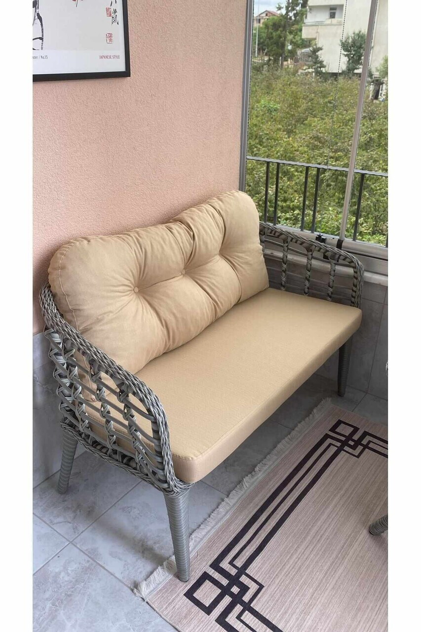 Set mobilier de gradina, Hanah Home, Manolya, ALUMINIU, Bej / Gri - view 5