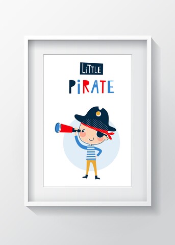 Tablou decorativ pirate, oyo kids, 29x24 cm, lemn/mdf, multicolor