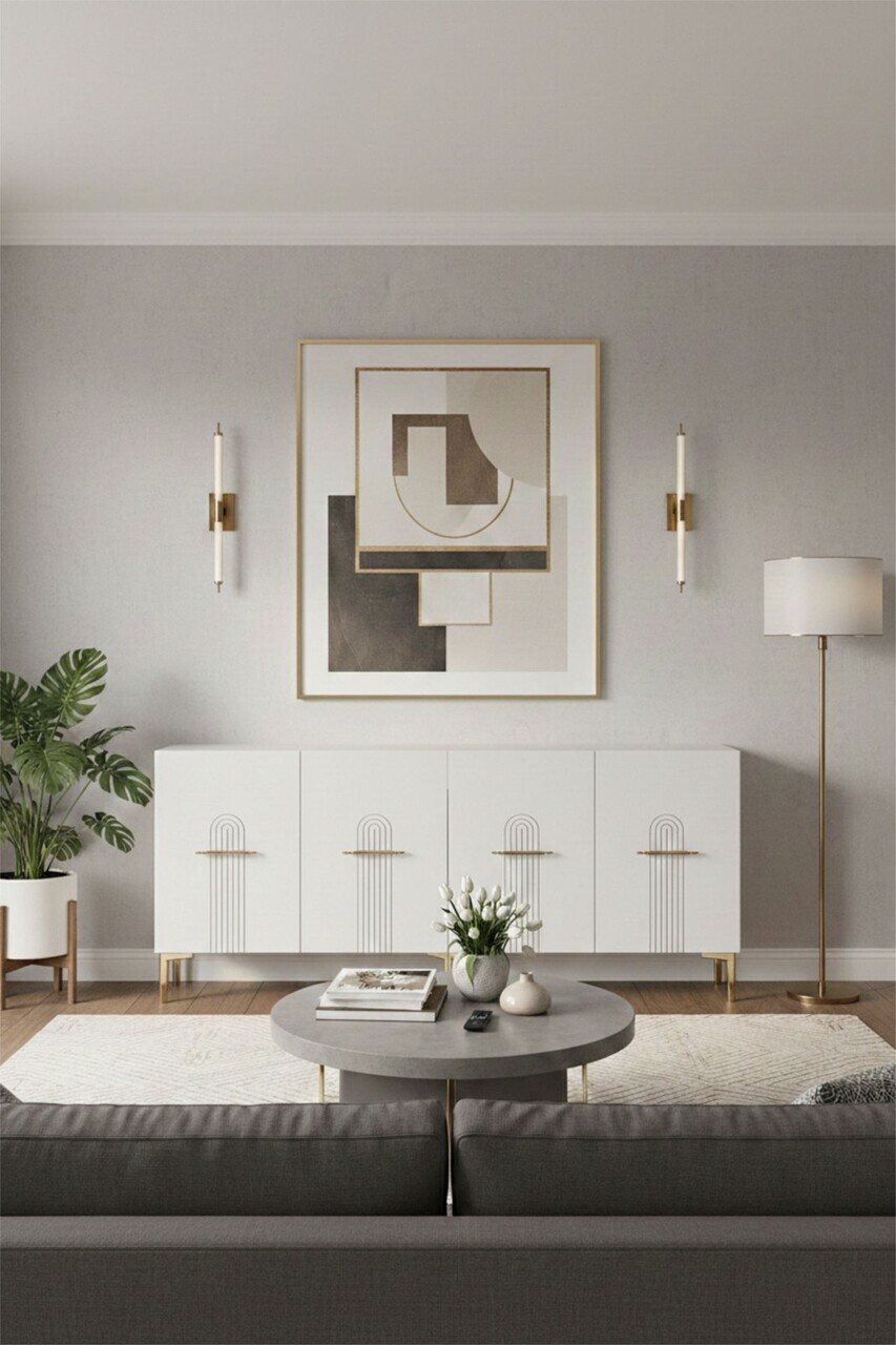 Consola, Hanah Home, Ida 180, 180x75x32 cm, Alb/Auriu — imaginea 3