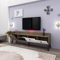Comoda TV, Arnetti, Prime, 180x59x33 cm, PAL, Alb/Maro