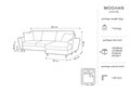 Coltar extensibil dreapta 4 locuri, Moghan, Micadoni Home, GL, 241x145x88 cm, catifea, albastru inchis