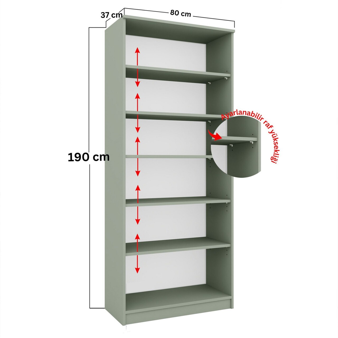 Dulap multifunctional, Hanah Home, Lucas Glass 1600-76, 80x190x37 cm, Verde - imagine 9
