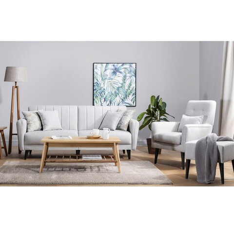 Set canapea extensibilă, unique design, 867unq1680, lemn de carpen, crem