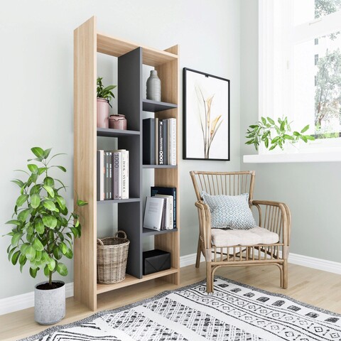 Corp biblioteca, zena home, eden, 63.2x160x25 cm, pal, stejar / antracit
