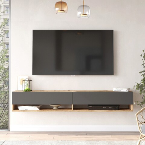 Comoda tv, locelso, fr9, 180x29.1x31.6 cm, pin atlantic / antracit