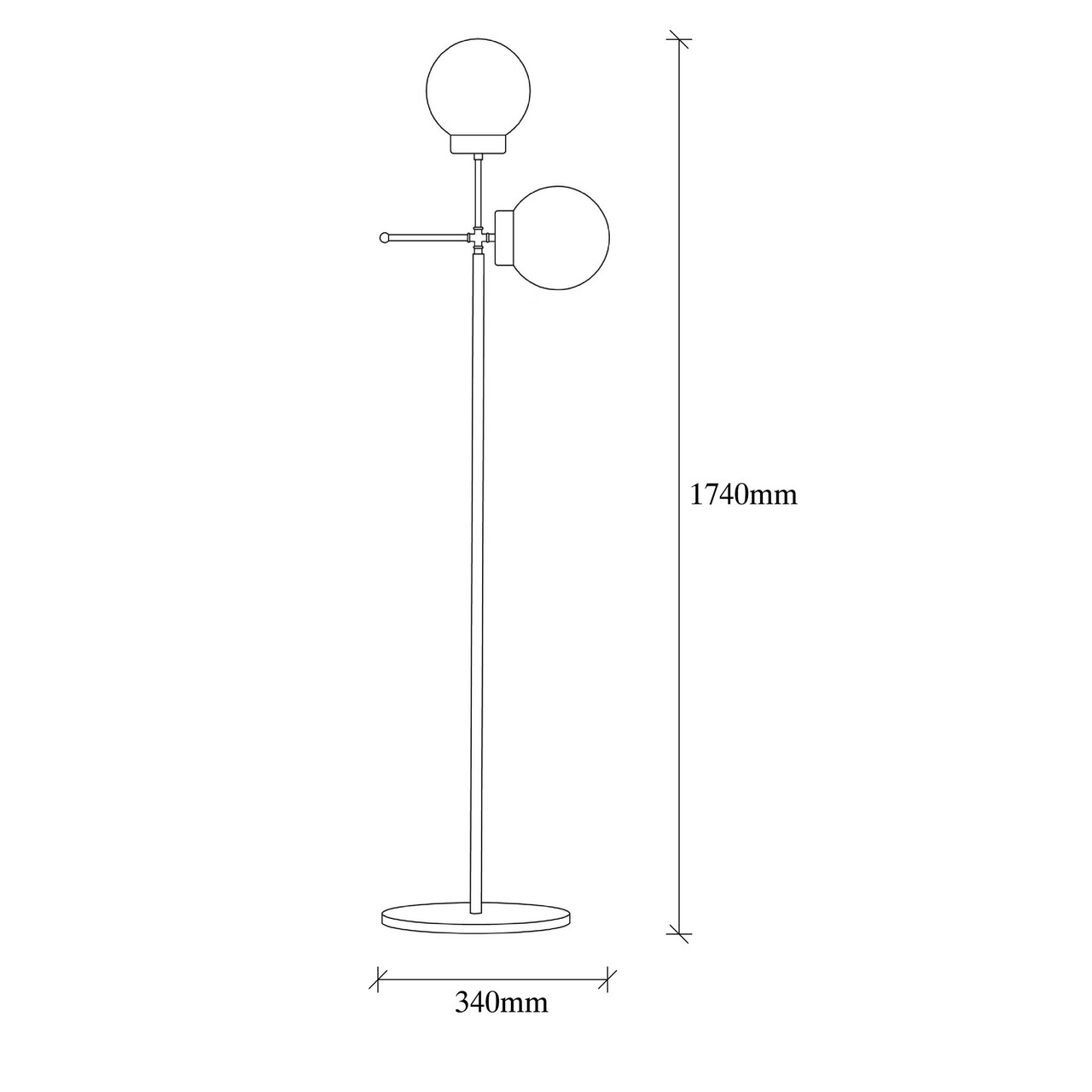 Lampadar Mudoni MR - 955, Opviq, 34 X 174 Cm, 2 X E27, 100W, Auriu