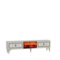 Comoda TV, Hanah Home, Orion Fireplace, 150x44.6x29.6 cm, PAL , Alb/Auriu