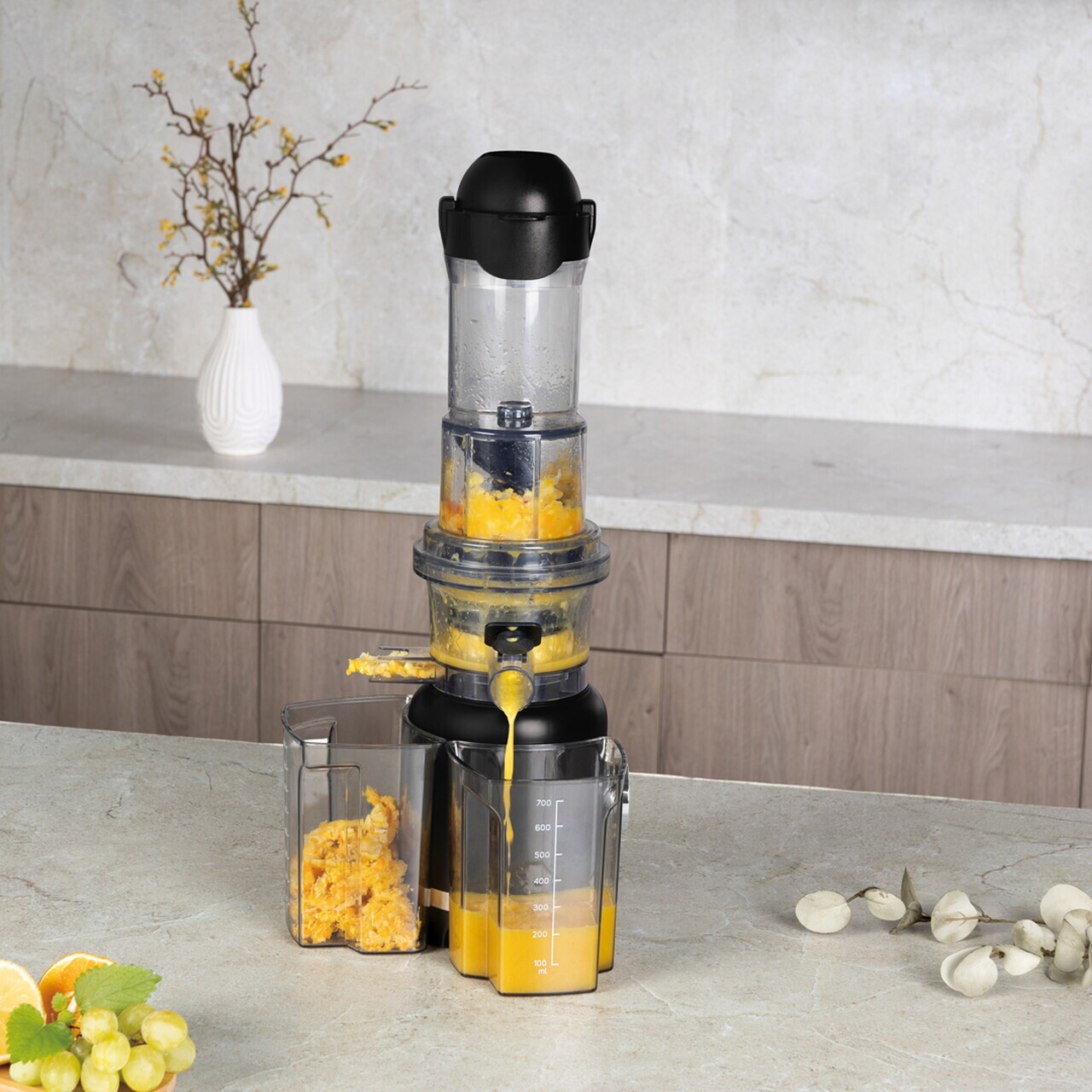 Storcator lent de fructe Berlinger Haus, Black Rose, 300W, 800 ml, inox 18/10, negru/transparent - imagine 2