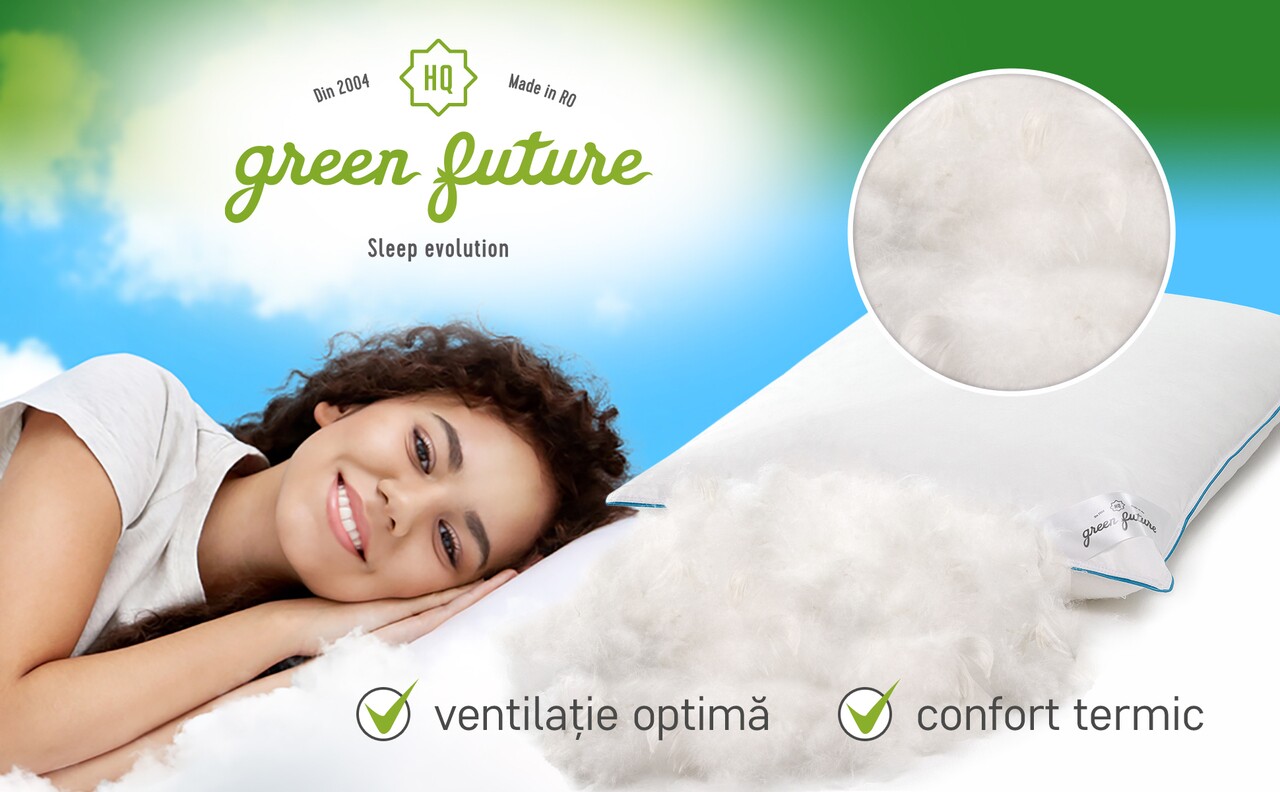 Perna Green Future LIFE, 50x70 cm, umplutura nanofibra - 1 | YEO