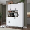 Dulap multifunctional, Hanah Home, JE266, 160x218.6x45 cm, Alb/Maro