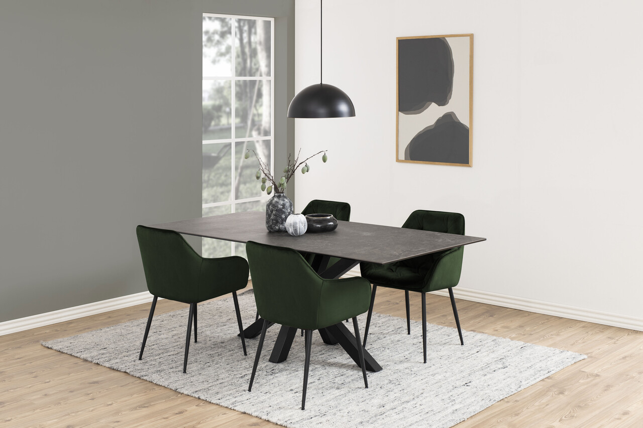 Scaun Brooke, Actona, 58x55x83 cm, catifea/otel, verde forest - view 7
