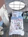 Set de pat pentru o persoana, 5 piese, 100% bumbac ranforce, Cotton Box, Skate Blue