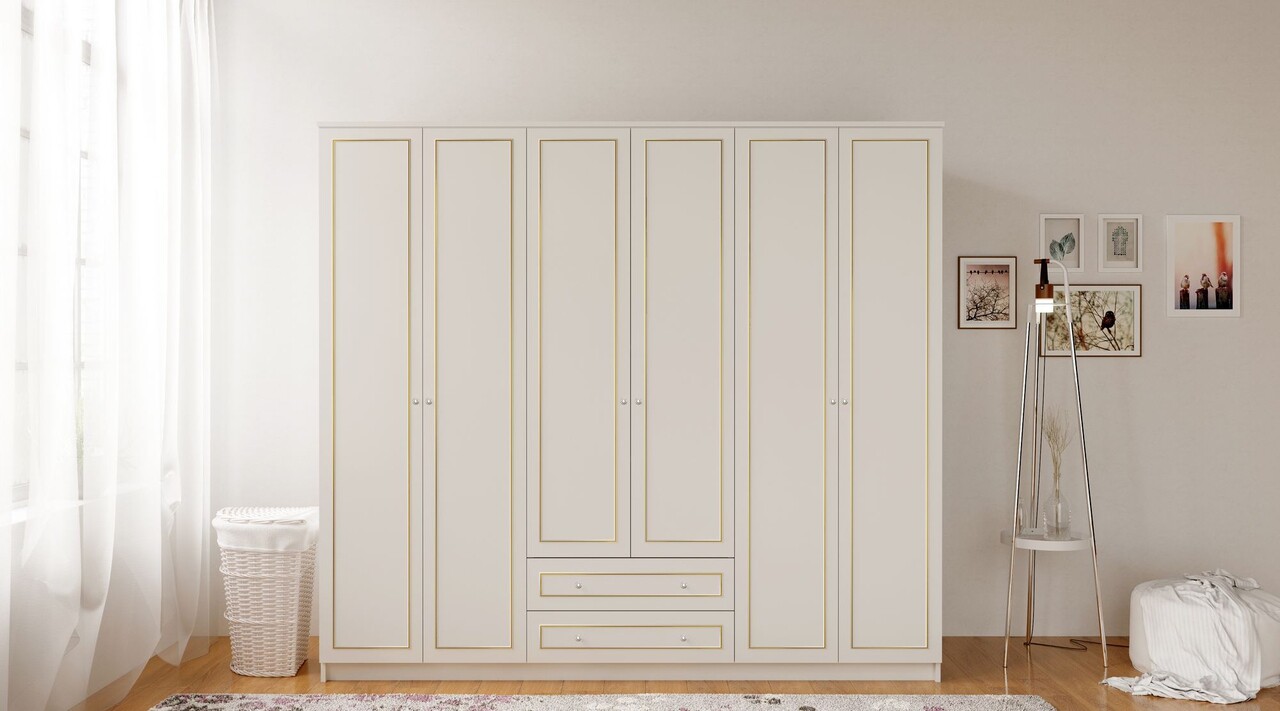 Dulap pentru haine, Rabi, Rb-085, 210x210x52 cm, Alb mat - 1 | YEO