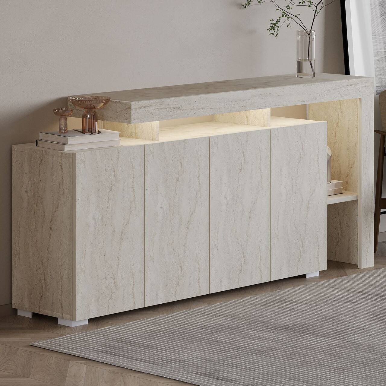 Consola, Hanah Home, Beliz, 170x80x35 cm, Travertin - view 2