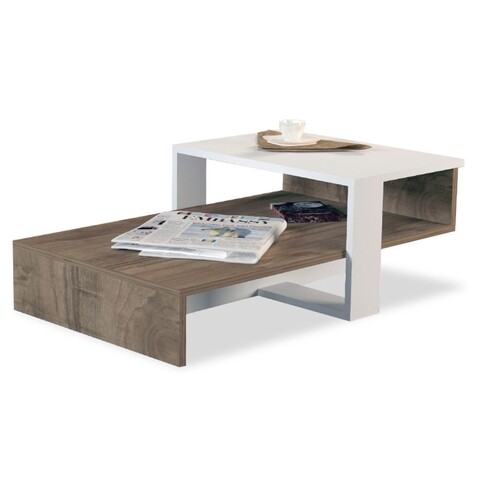 Masuta de cafea PWF-0307, Pakoworld, 80x43.5x32.5 cm, PAL melaminat, walnut/alb