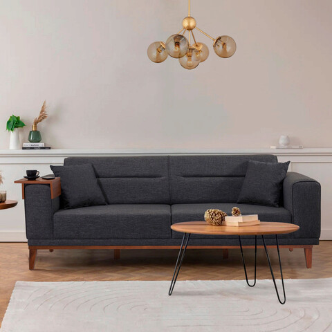 Canapea extensibila cu 3 locuri, unique design, 867unq1364, lemn de carpen, antracit