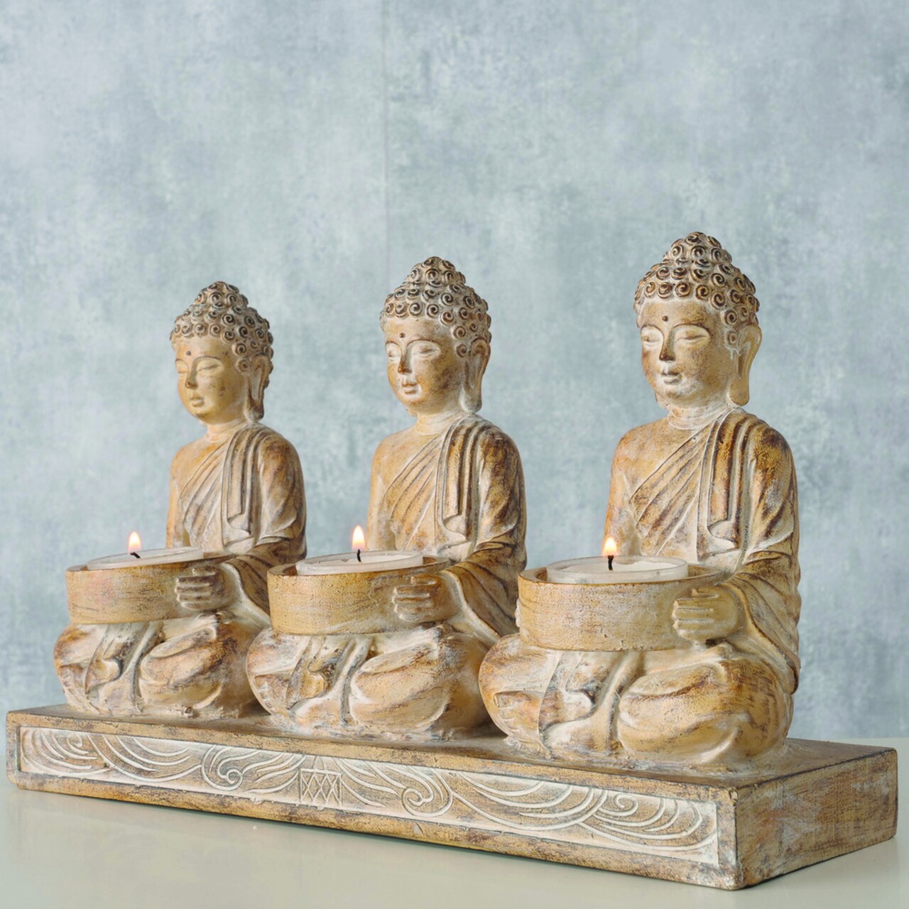 Suport Pentru Lumanari Raveta Buddha, 29x9x17 Cm, Polirasina