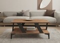 Masuta de cafea, Puqa Design, Tabla, 100x40x60 cm, PAL, Antracit / Pin Atlantic