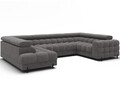 Coltar extensibil stanga 3 locuri ELTAP, LT-04AU, Fectory, 346x205x93 cm, lemn/poliester, gri inchis