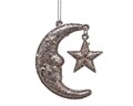 Set 2 decoratiuni pentru brad Moon with star, Decoris, 1x4.5x6.5 cm, plastic, auriu