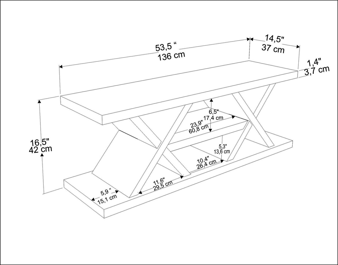 Comoda TV, Zena Home, Massi, 136x42x37 cm, PAL, Stejar