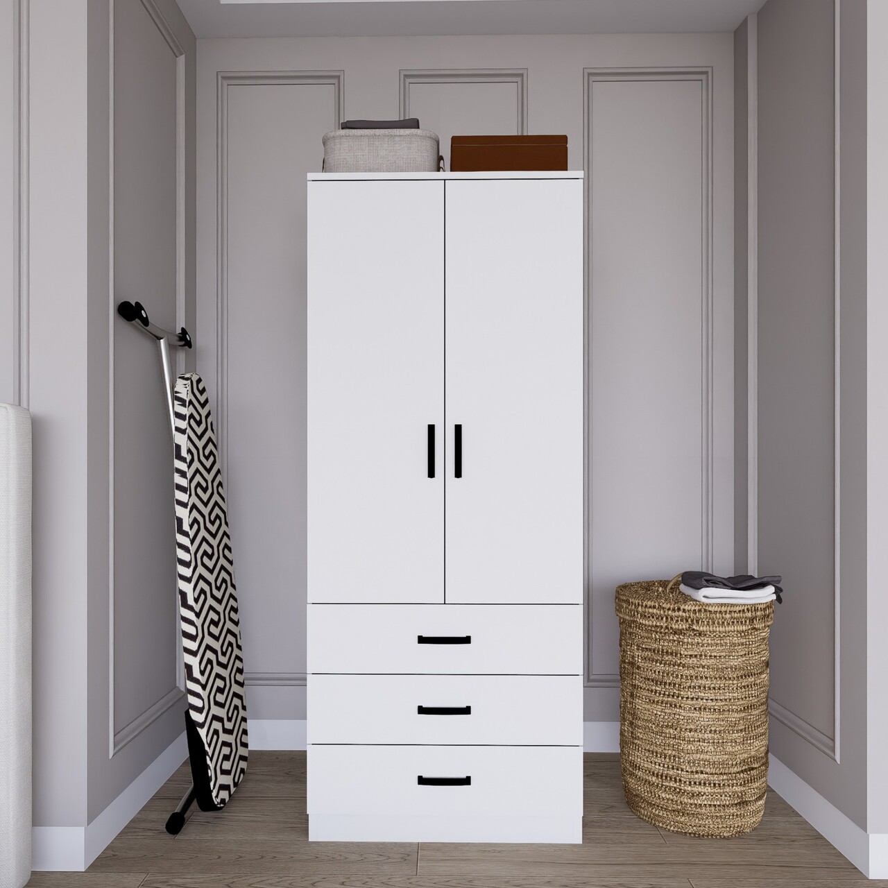 Dulap pentru haine, Miwood, Easy 1600-58, Alb mat