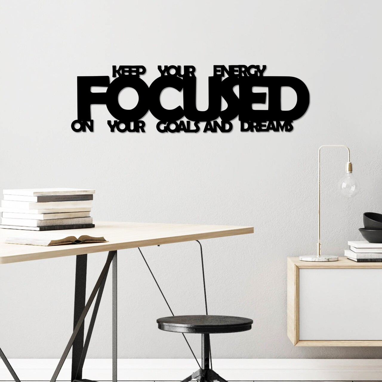 Decoratiune de perete, Focused, 70 x 19 cm, Negru - view 2