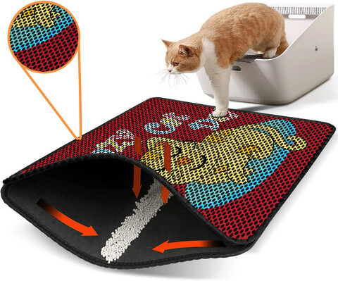 Covoras litiera pentru colectarea granulelor de nisip, Nrszn0203, 45×60 cm, 50% PVC/50% POLIESTER, Multicolor Gravel