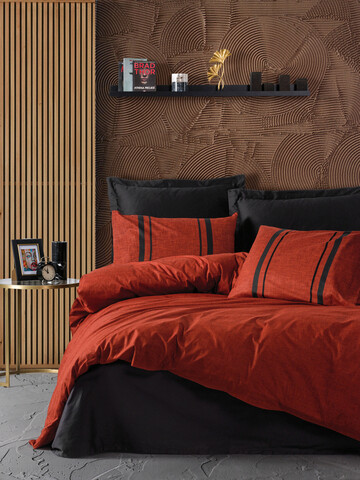 Lenjerie de pat pentru o persoana, bitter - tile red, cotton box, bumbac ranforce