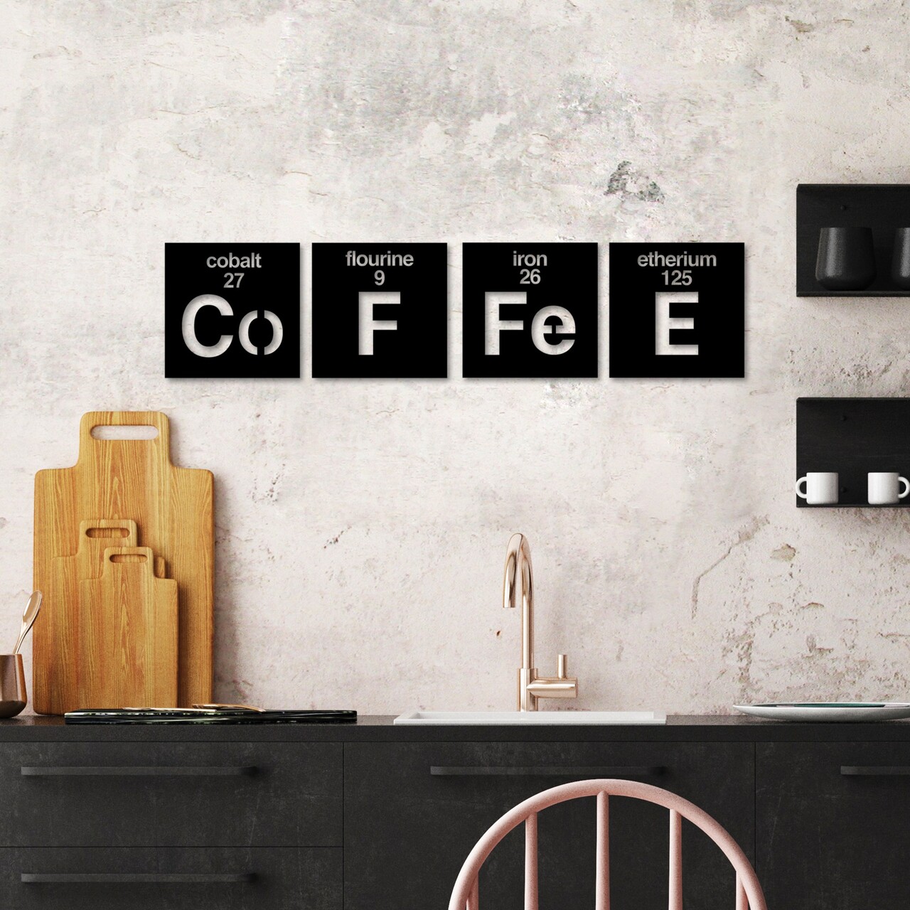 Decoratiune de perete, Coffee 13, Dimensiune: 18 x 18 cm (4 bucăți), Negru - view 3