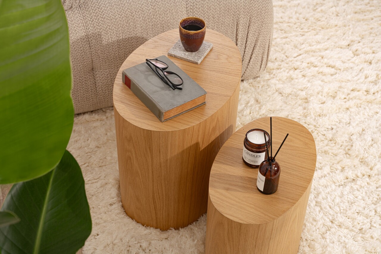 Set masute 2 piese, Nordure, Elipse Set, Stejar - 2 | YEO