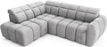Coltar extensibil stanga 4 locuri ELTAP, LT-04SO, Falconn, 258x208x107 cm, lemn/poliester, gri