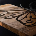 Decoratiune de perete, Butterfly3 Metal Decor, lemn/metal, 59 x 58 cm, negru/maro