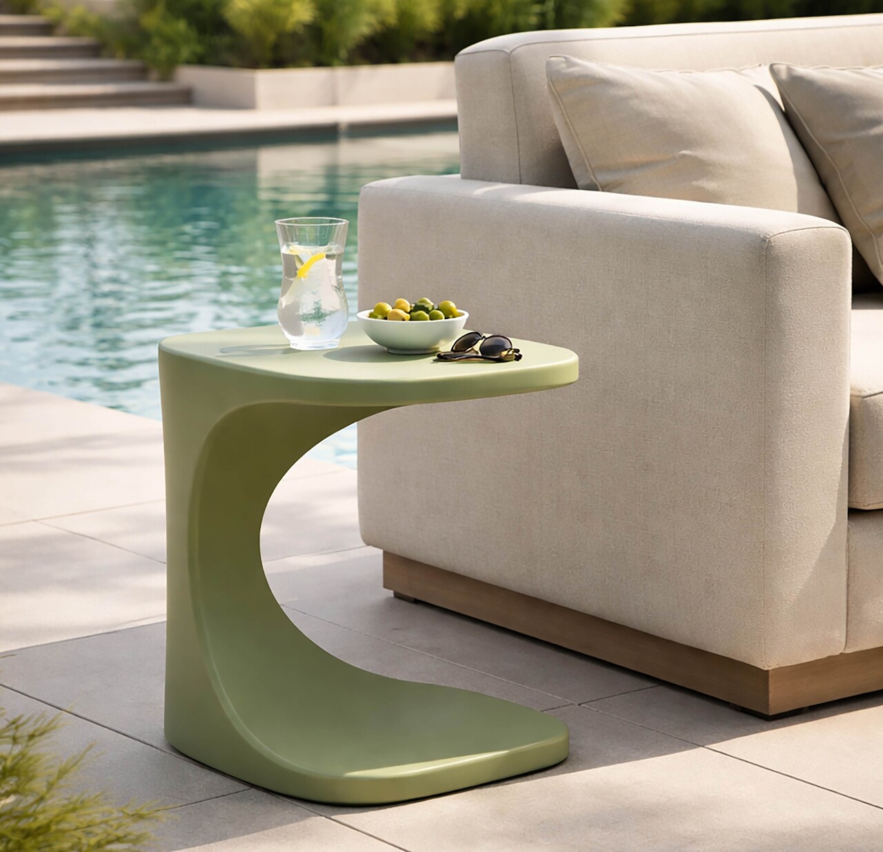 Masuta de cafea, Mauro Ferretti, Ibiza, 42x42x52 cm, utilizare interior / exterior,  plastic, verde - view 2