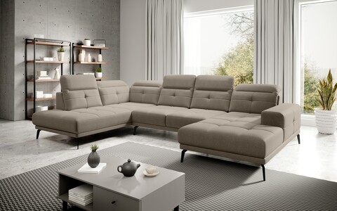 Coltar stanga 6 locuri ELTAP, LT-18VER, Bretan, 350x205x107 cm, lemn/poliester, bej inchis