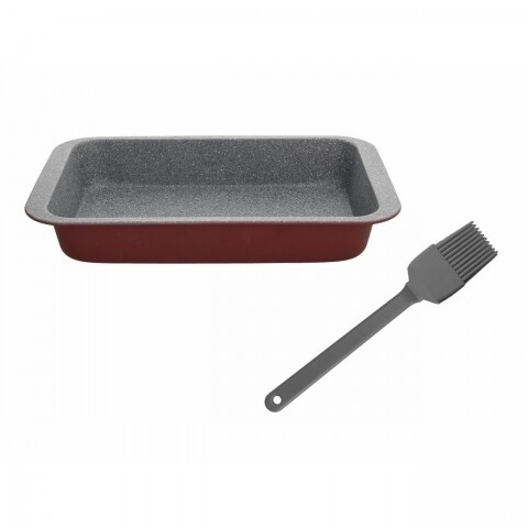 Set tava de copt + spatula Plumcake, Tognana, 23 x 13 cm, otel carbon/silicon, burgund/gri mezoni.ro
