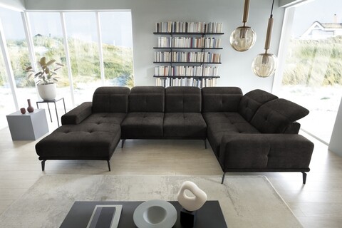 Coltar dreapta 6 locuri ELTAP, RT-05LO, Neviro, 350x201x77 cm, lemn/poliester, gri inchis