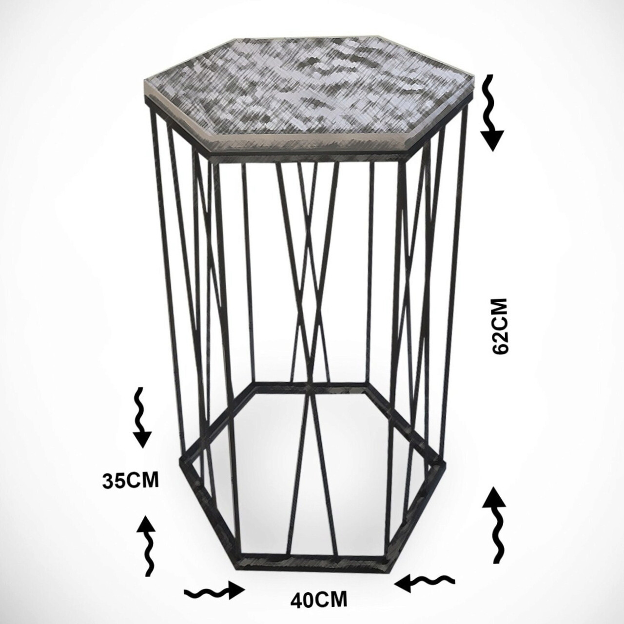 Masuta, Comforty, Cetrus Wood, 40x62x35 cm, Alb/Negru