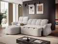 Coltar extensibil stanga 3 locuri ELTAP, Beneth, 301x185x115 cm, lemn/poliester, gri deschis