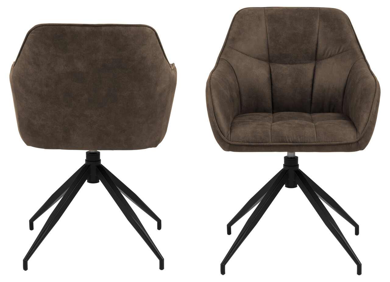 Scaun Brenda, Actona, 58x54.5x84.5 cm, rotativ, poliester/otel, maro deschis - view 9
