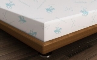 Cearceaf de pat dublu, 240x260 cm, 100% bumbac ranforce, Beverly Hills Polo Club, alb/turcoaz