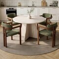 Set masa si scaune (5 piese), Nordure, Monroe 4, Travertin / Nuc / Verde