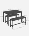 Set masa si 2 banci, Vasagle, 110x70x75 cm/97x30x50 cm, PAL/otel, negru