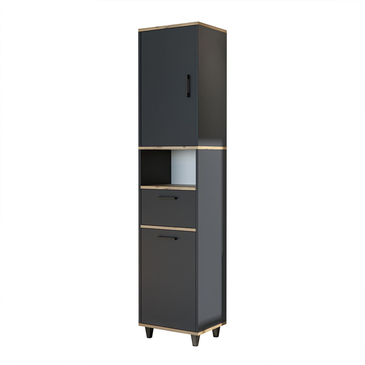 Dulap multifunctional, Hanah Home, 2533, 45x200x35 cm, PAL MELAMINAT, Antracit / Pin Atlantic — imaginea 8