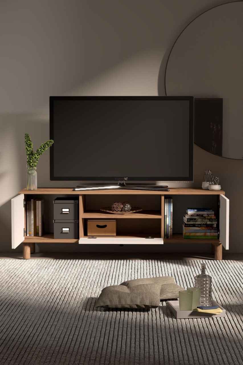 Comoda TV, Hanah Home, Bellora 180, 180x53x41 cm, PAL, Pin Atlantic / Alb - view 3