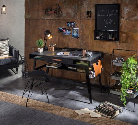 Birou, Çilek, dark metal study desk, 134x80x62 cm, multicolor