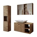 Set Dulap de Baie cu Chiuvetă și Oglindă (3 Piese), Hanah Home, 2487, MDF, Maro