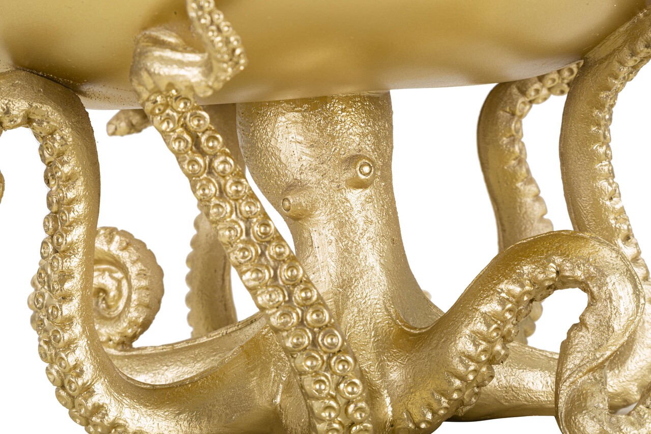 Statueta / figurina decorativa cu tava Octupus, Mauro Ferretti, 30x18 cm, polirasina, auriu