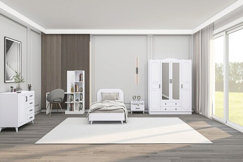 Set dormitor pentru copii, Glenevis, Mihra 207, Alb Glenevis